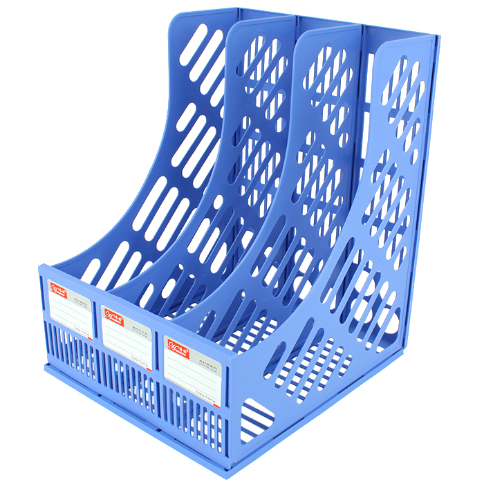 Лоток вертикальный канцелярский Darvish DV-6466-1 3 секции пластиковый сборный, синий