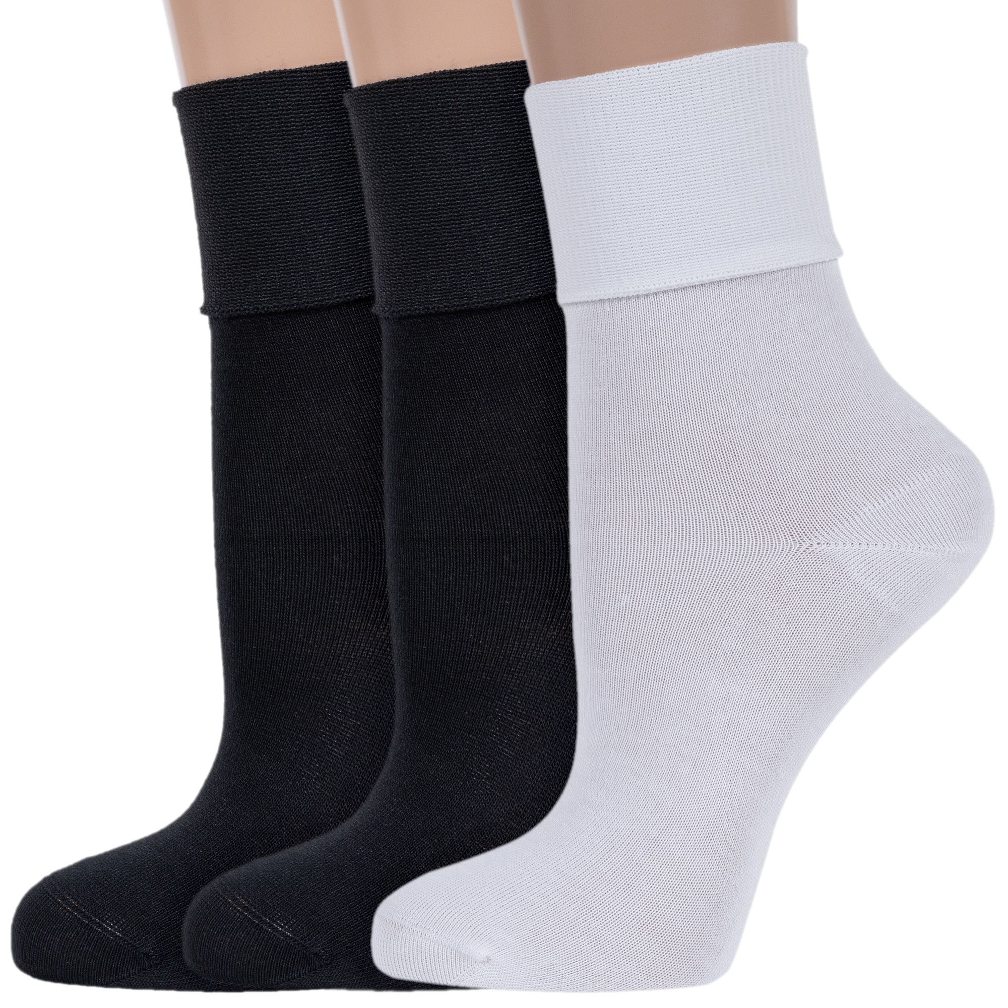 Комплект носков женских LorenzLine 3-Б10 белых; черных 23