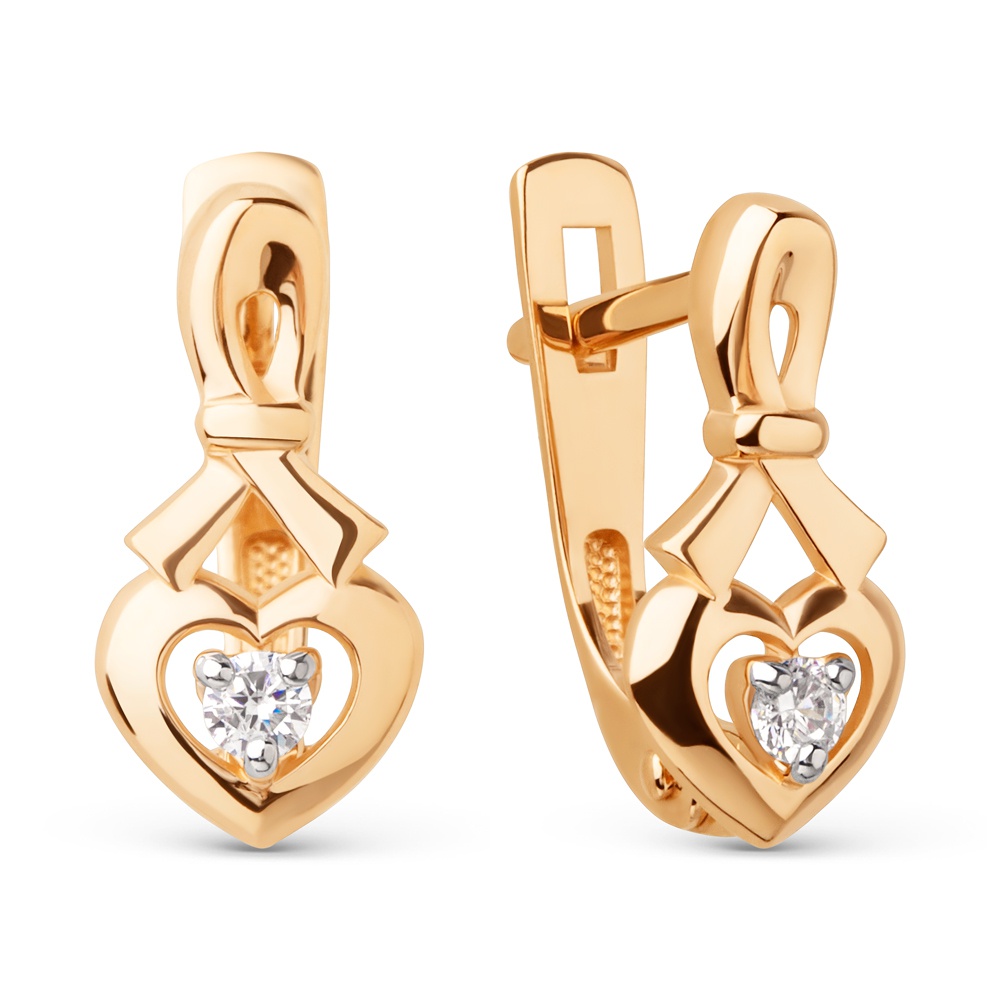 

Серьги из красного золота 585Gold 302007193, фианит, 302007193