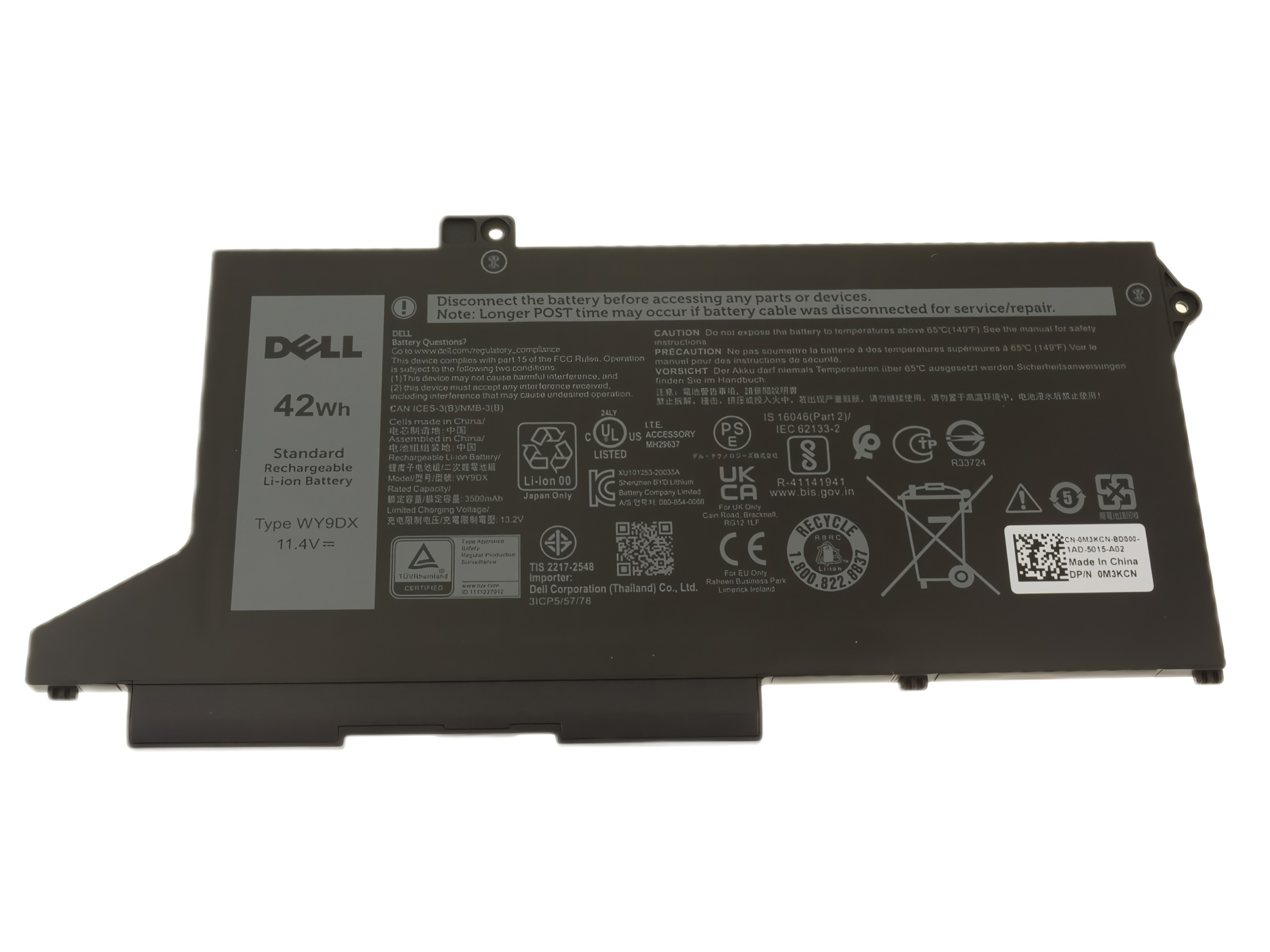 

Аккумулятор для ноутбука Dell Latitude 5520 5420 (11.4V 3500mAh) ORG WY9DX