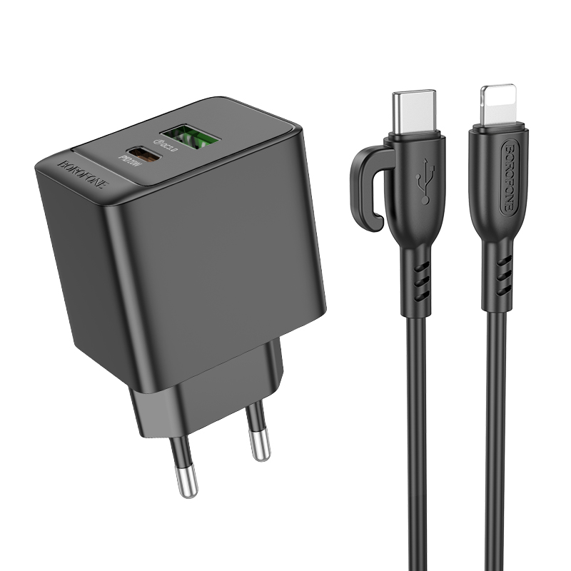 

Сетевое зарядное устройство Borofone 20W BAS14Aia Black для Lightning 8-pin Type-C, BAS14Aia