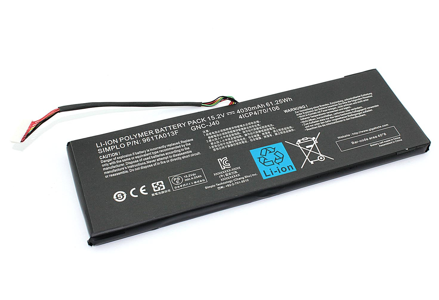 

Аккумулятор для ноутбука Gigabyte P34G v2-3 (15.2V 4030mAh) ORG GAG-G40