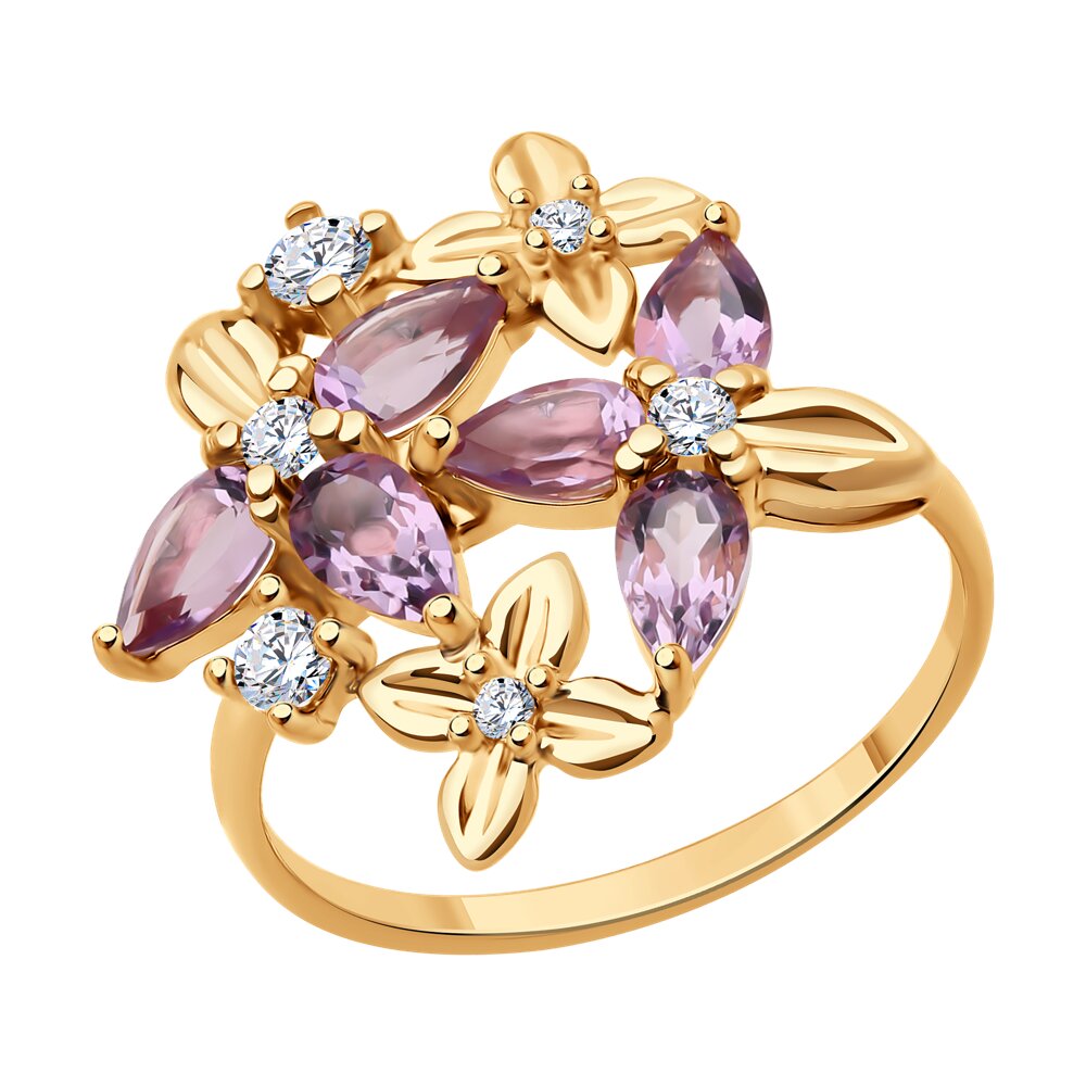 

Кольцо из серебра р. 16,5 Diamant 93-310-02061-4, фианит\аметист, 93-310-02061-4