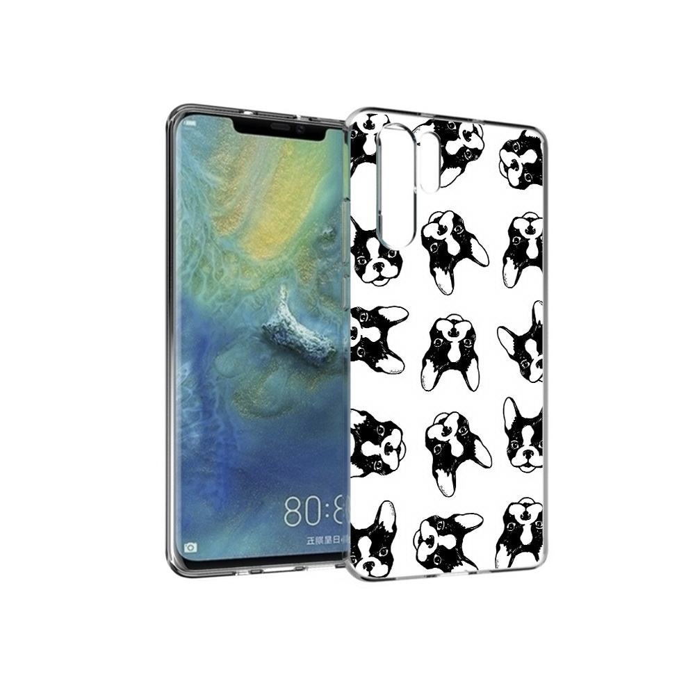 Чехол MyPads Tocco для Huawei P30 Pro черно белые собачки