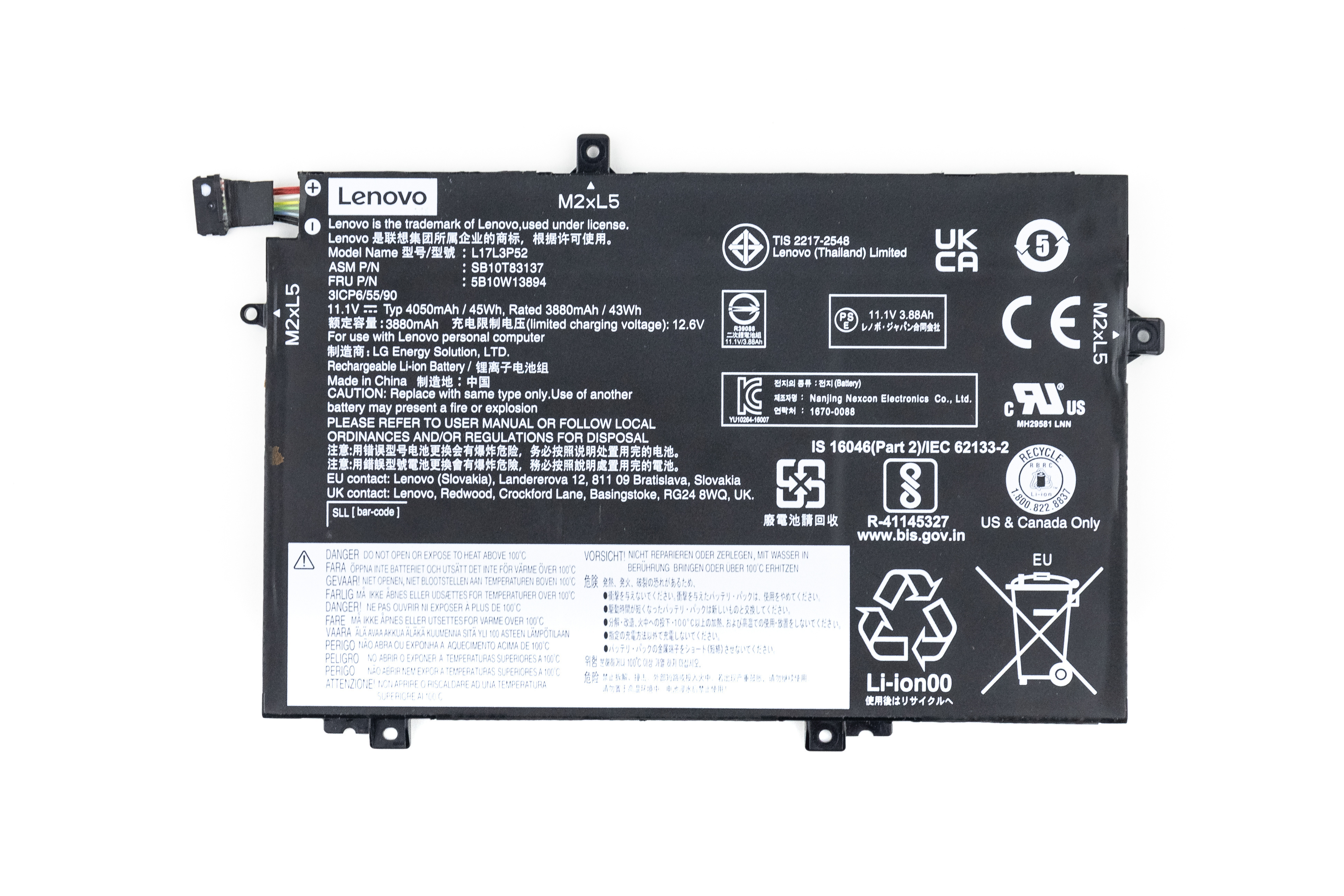 

Аккумулятор для ноутбука Lenovo ThinkPad L480 L580 (11.1V 3980mAh ) ORG L17L3P52