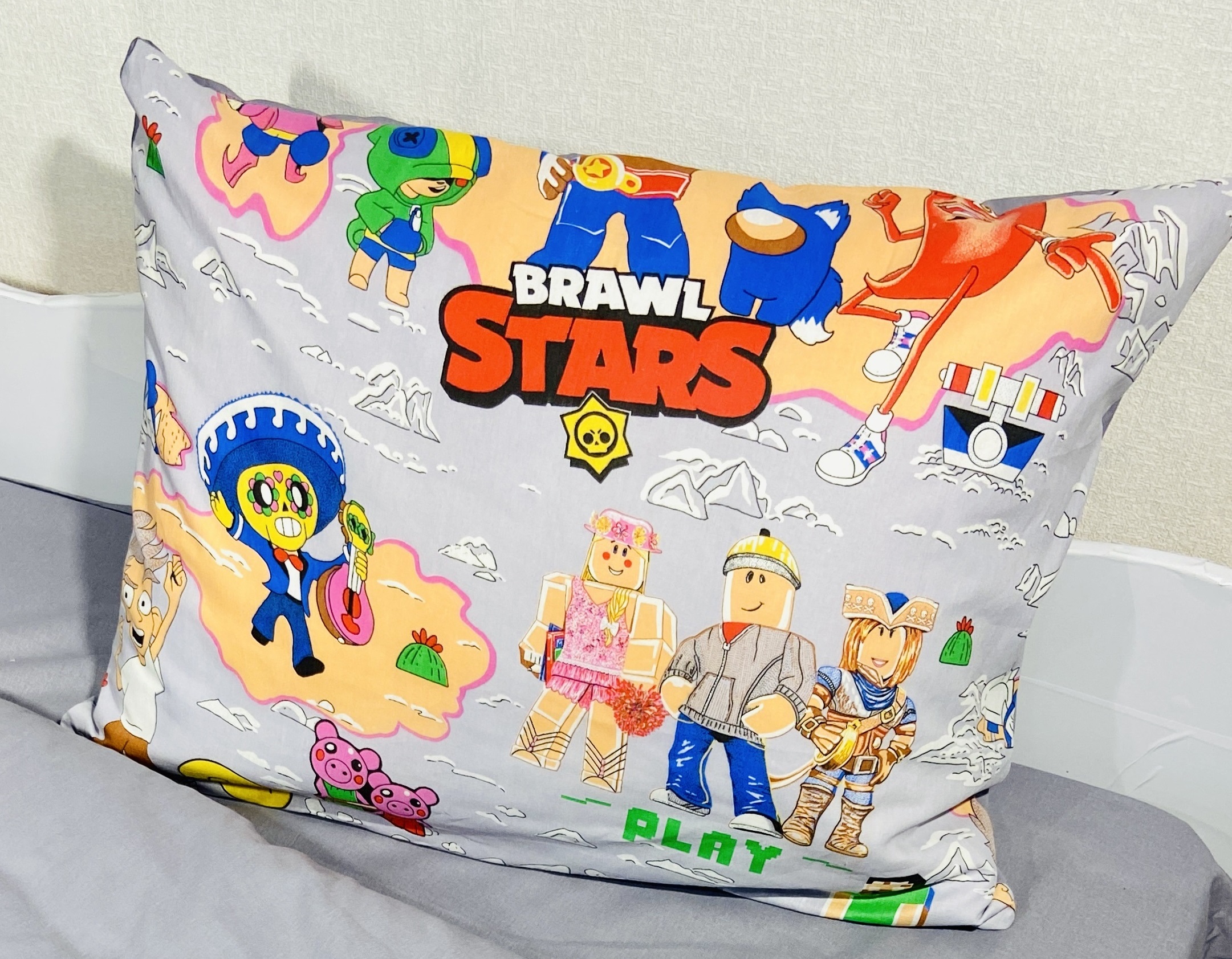 Наволочка бязь КотБаюн Персонаж серый 82237402 50х70 2шт молния