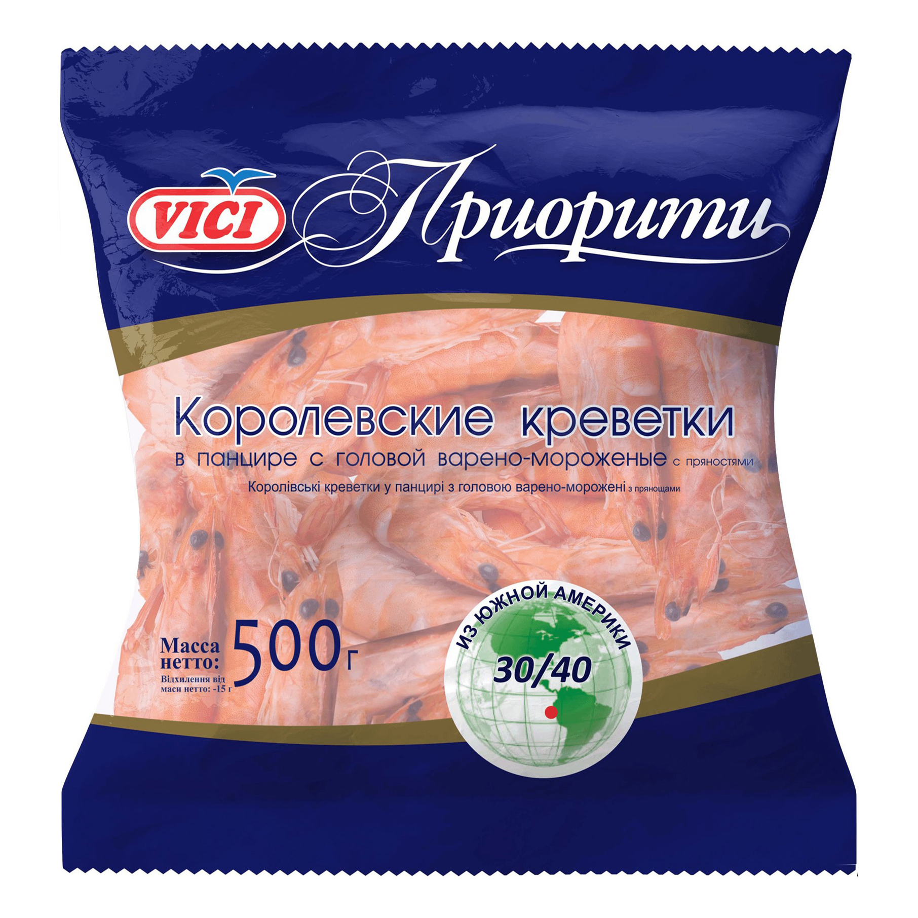 

Креветки Vici Королевские 30/40 замороженные 500 г