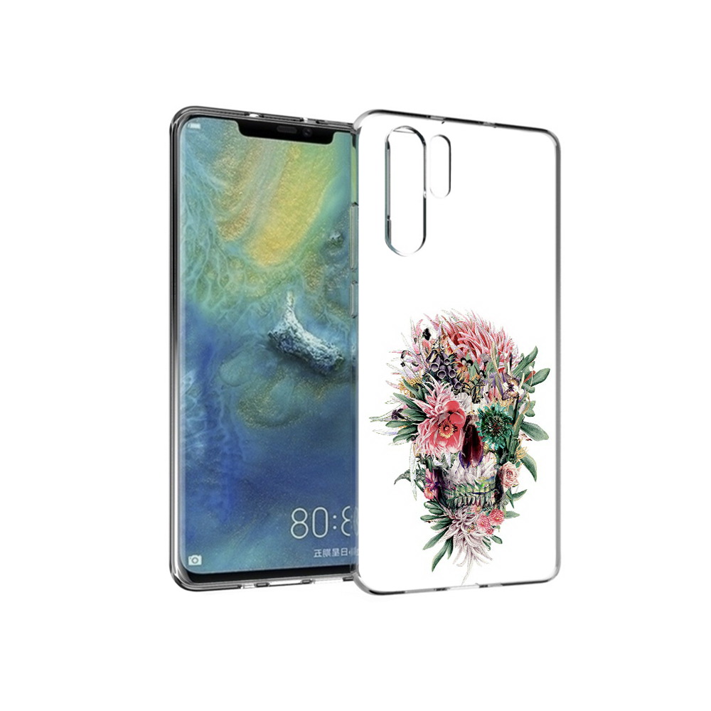 

Чехол MyPads Tocco для Huawei P30 Pro череп из цветов, Прозрачный, Tocco