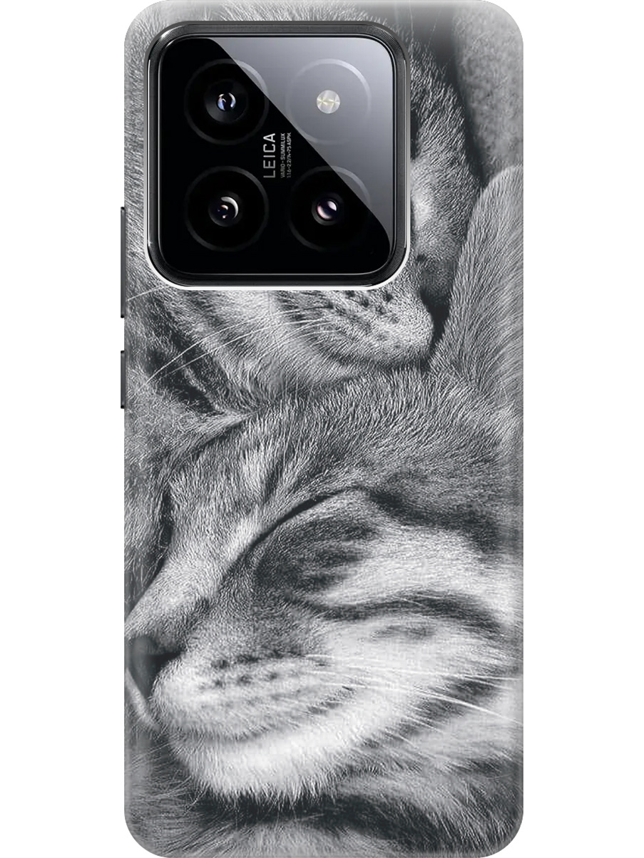 

Силиконовый чехол на Xiaomi 14 Pro с рисунком "Милующиеся котики", Белый;серый;черный, 20012089
