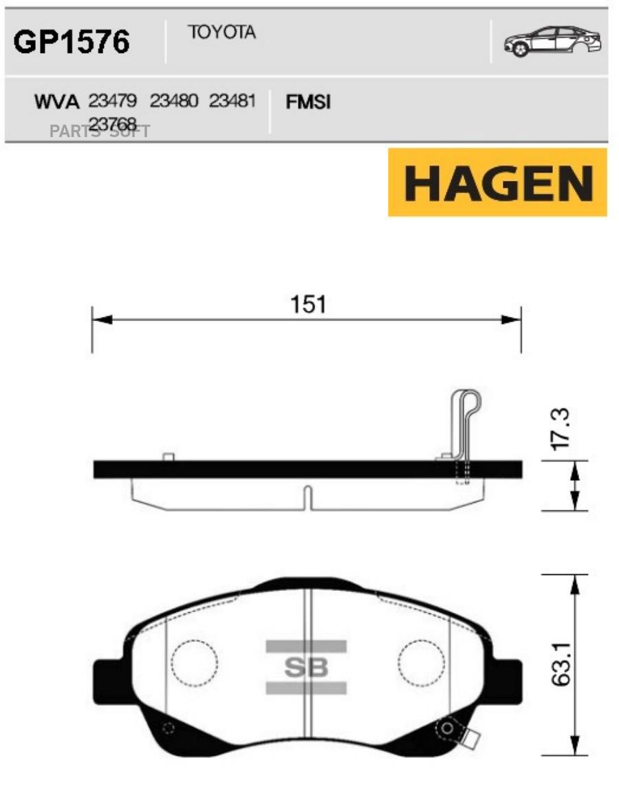 

Колодки передние TOYOTA AVENSIS T25 GP1576