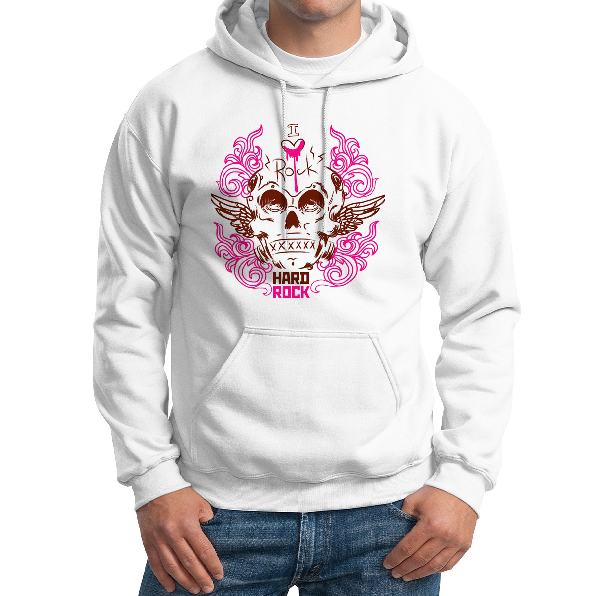 

Худи унисекс CoolPodarok Иллюстрация I love rock белое 54 RU, Белый, M0151363