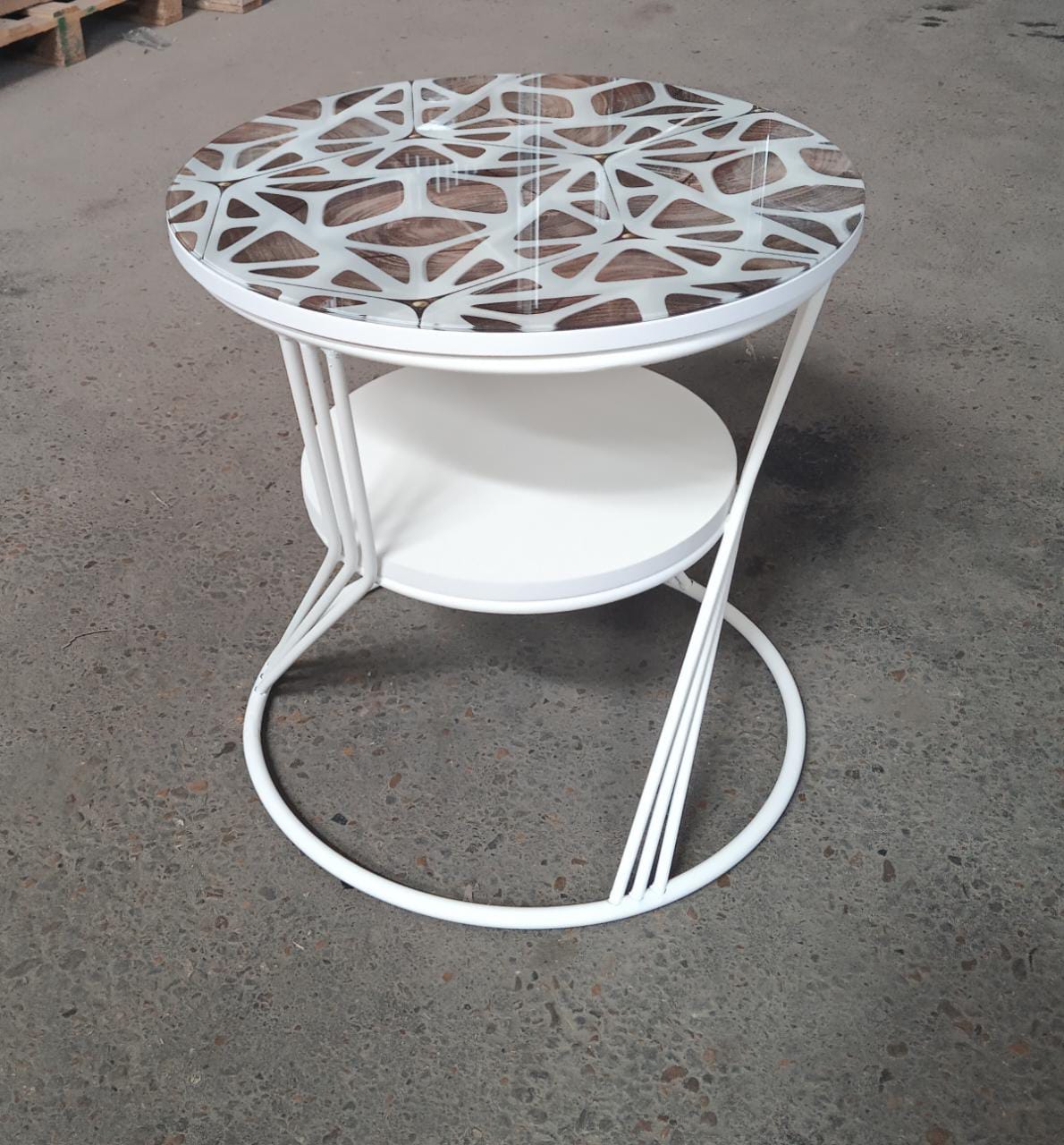 Стол журнальный КупиДляДома Георгин-04 с фотопечатью, Белый