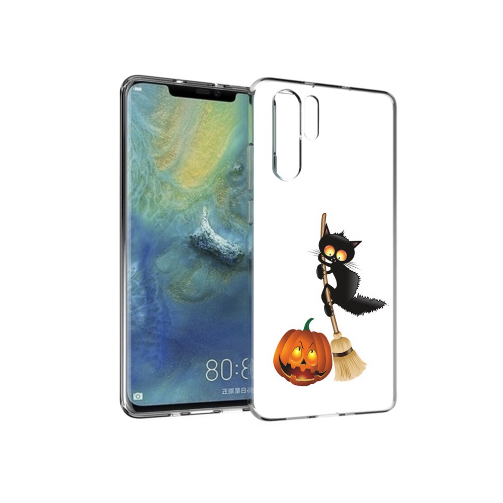 

Чехол MyPads Tocco для Huawei P30 Pro хэлуинский котик, Прозрачный, Tocco
