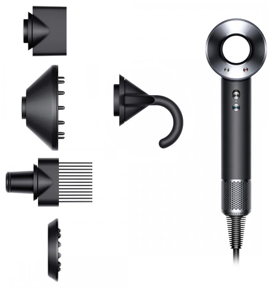 фото Фен dyson hd07 bl/ni 1600 вт серый