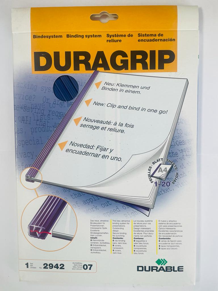 Набор для брошюровки Durable 2942-07 Duragrip на 20л. синий (5 скрепкошин, 5 обложек)