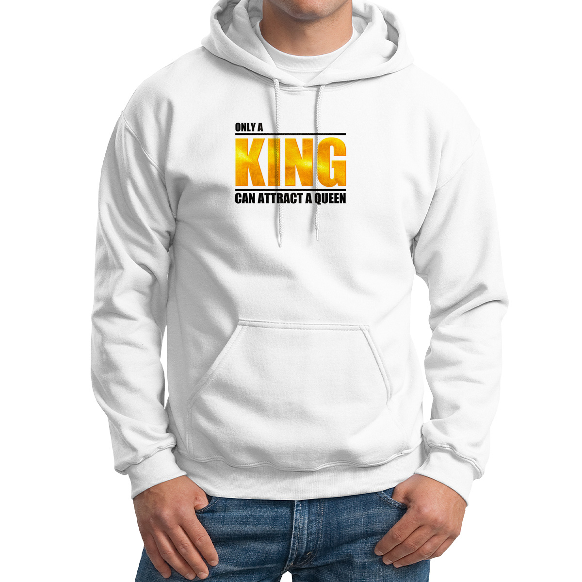 

Худи унисекс CoolPodarok onlyKING белое 60 RU, 0M043498