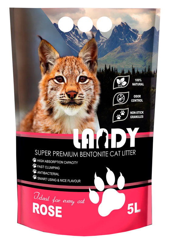 

Наполнитель для кошачьего туалета Landy комкующийся с ароматом розы 5 л, 7801312345