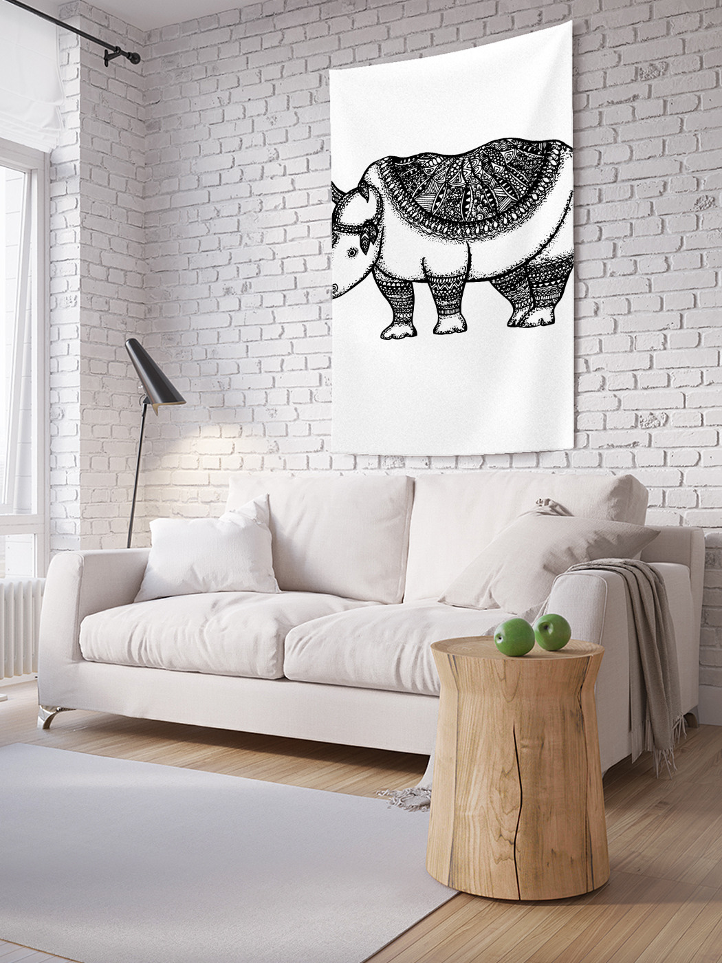 фото Вертикальное фотопанно на стену joyarty "носорог в попоне", 100x150 см