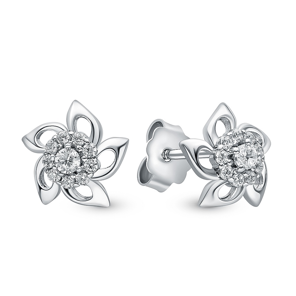

Серьги из серебра 585Gold 702007658, фианит, 702007658