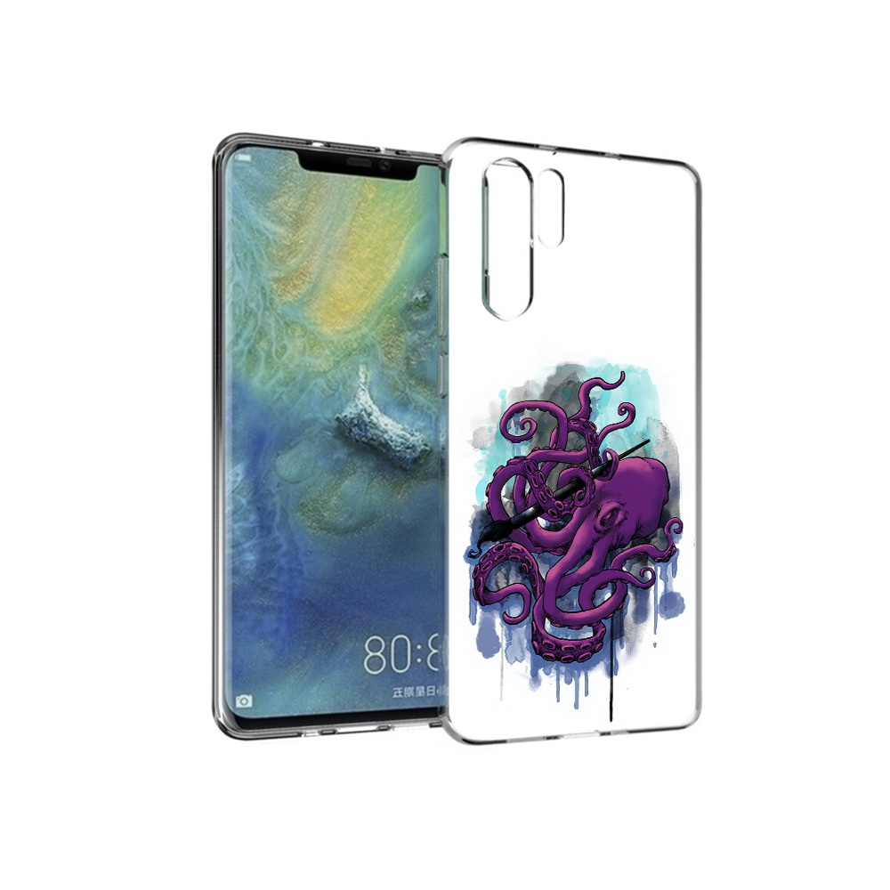 

Чехол MyPads Tocco для Huawei P30 Pro фиолетовый осьминог, Прозрачный, Tocco