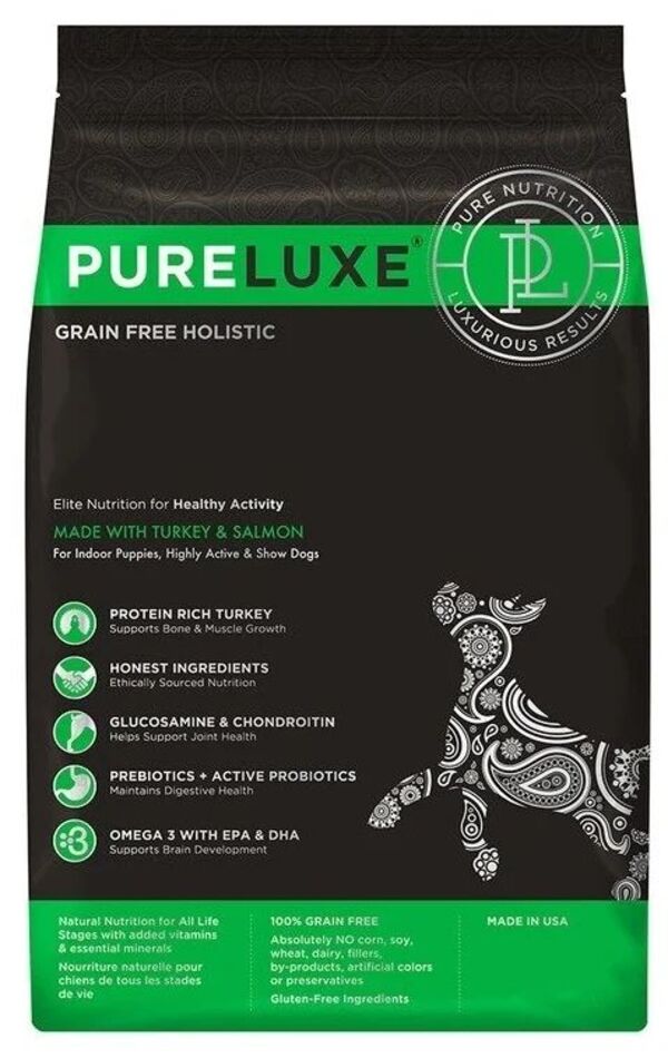 фото Сухой корм для собак pureluxe gf holistic, индейка, лосось, 10.89кг