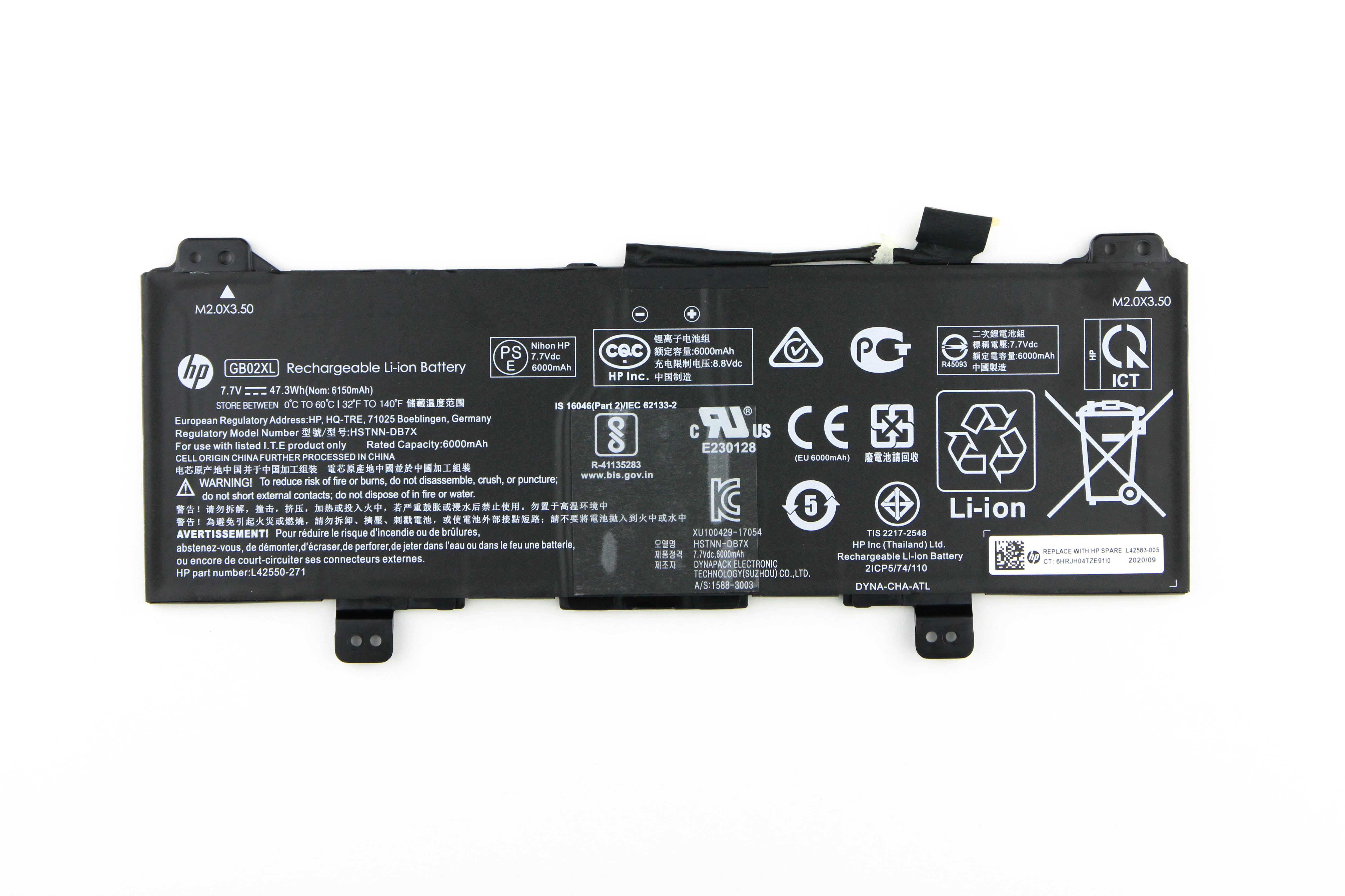 

Аккумулятор для ноутбука HP 14-DB ORG (7.7V 6000mAh) GB02XL