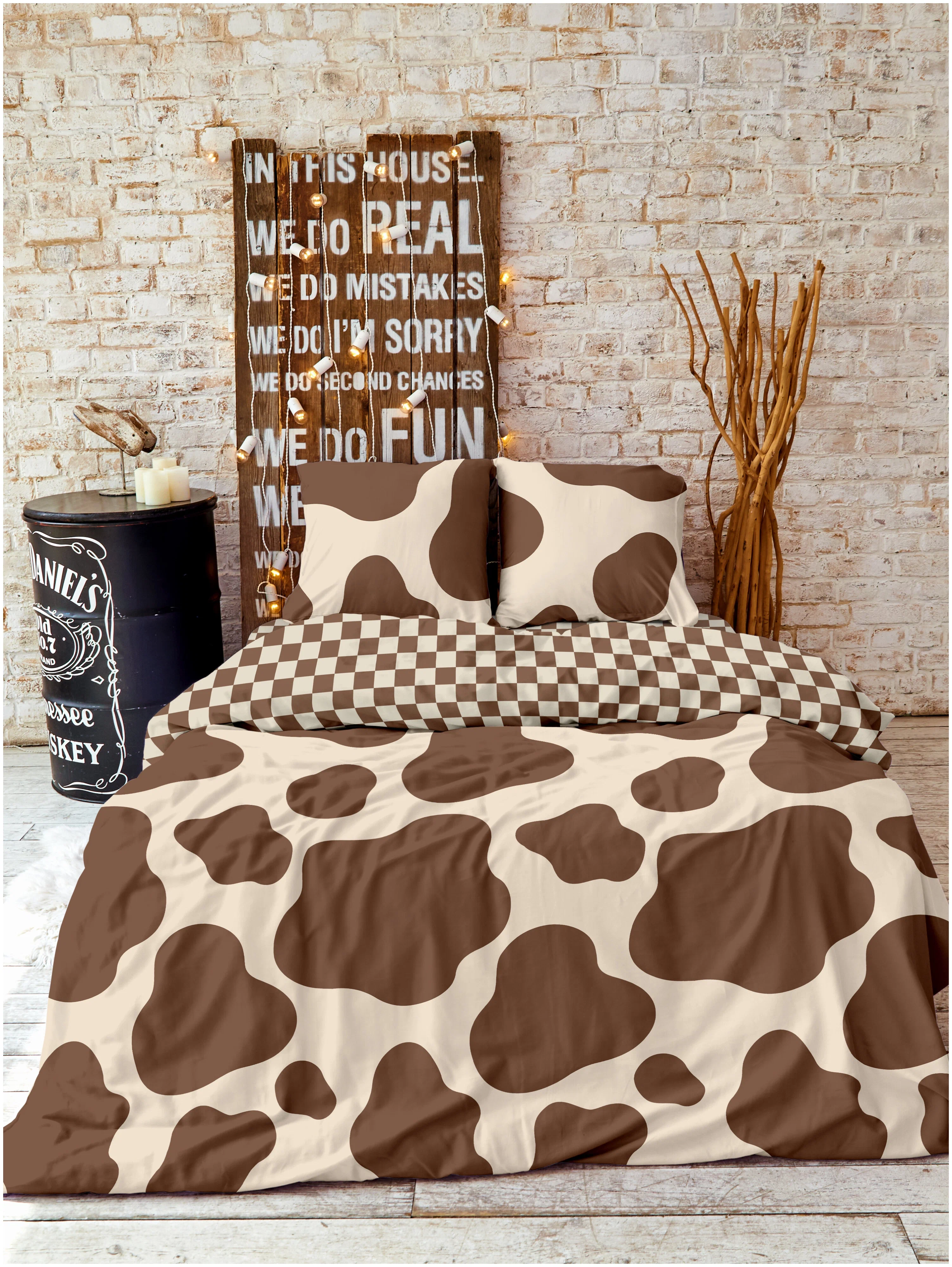 КПБ 2.0 перкаль Crazy Getup (50х70) 16397-6/16400-3 Beige Cow