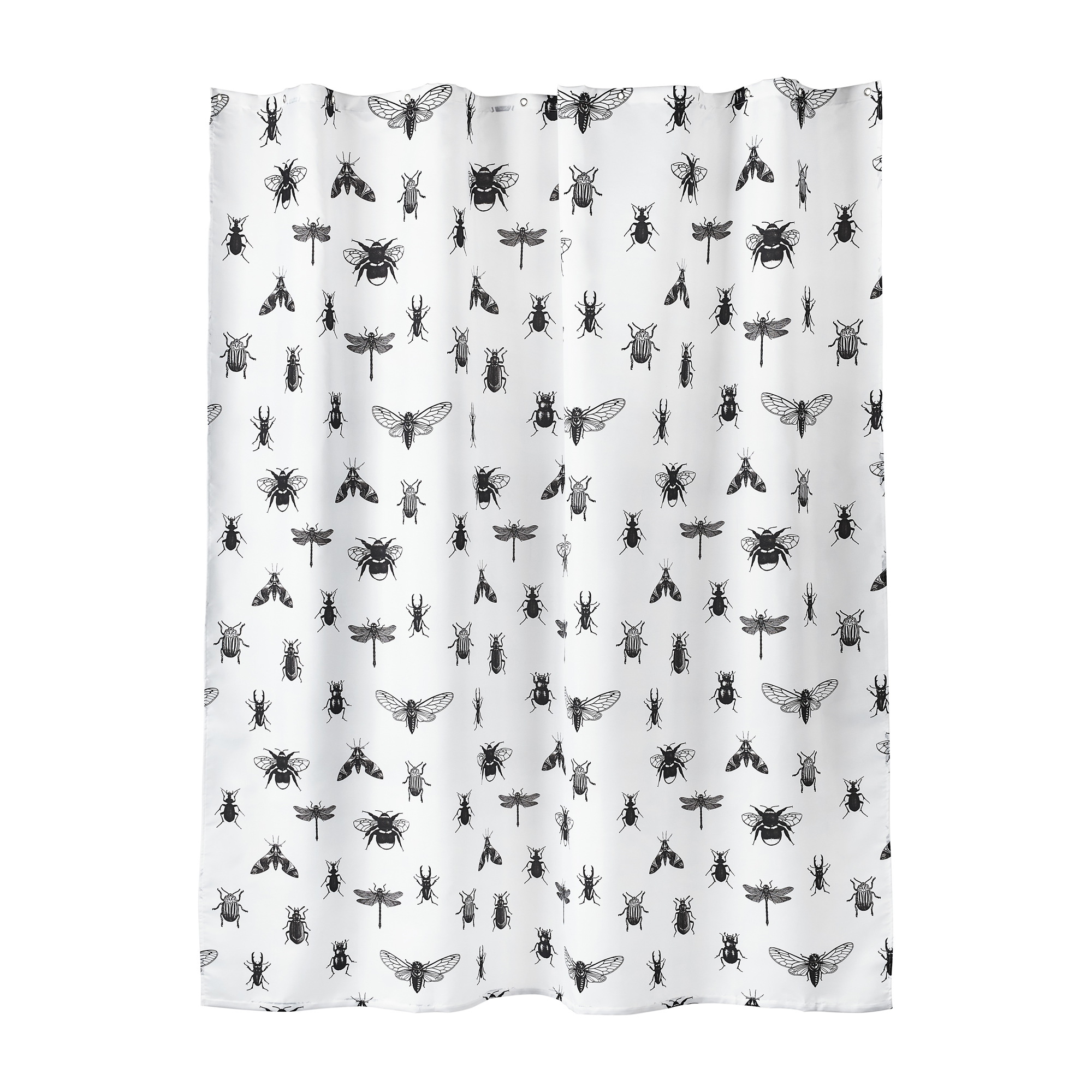 Занавеска штора Moroshka Buzz Fauna для ванной тканевая 200х200 см. цвет белый черный