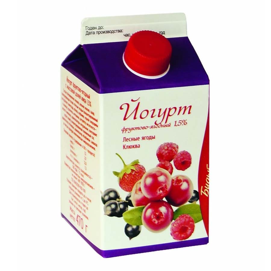 Йогурт питьевой Вологодский молочный комбинат лесные ягоды-клюква 1,5% 470 г