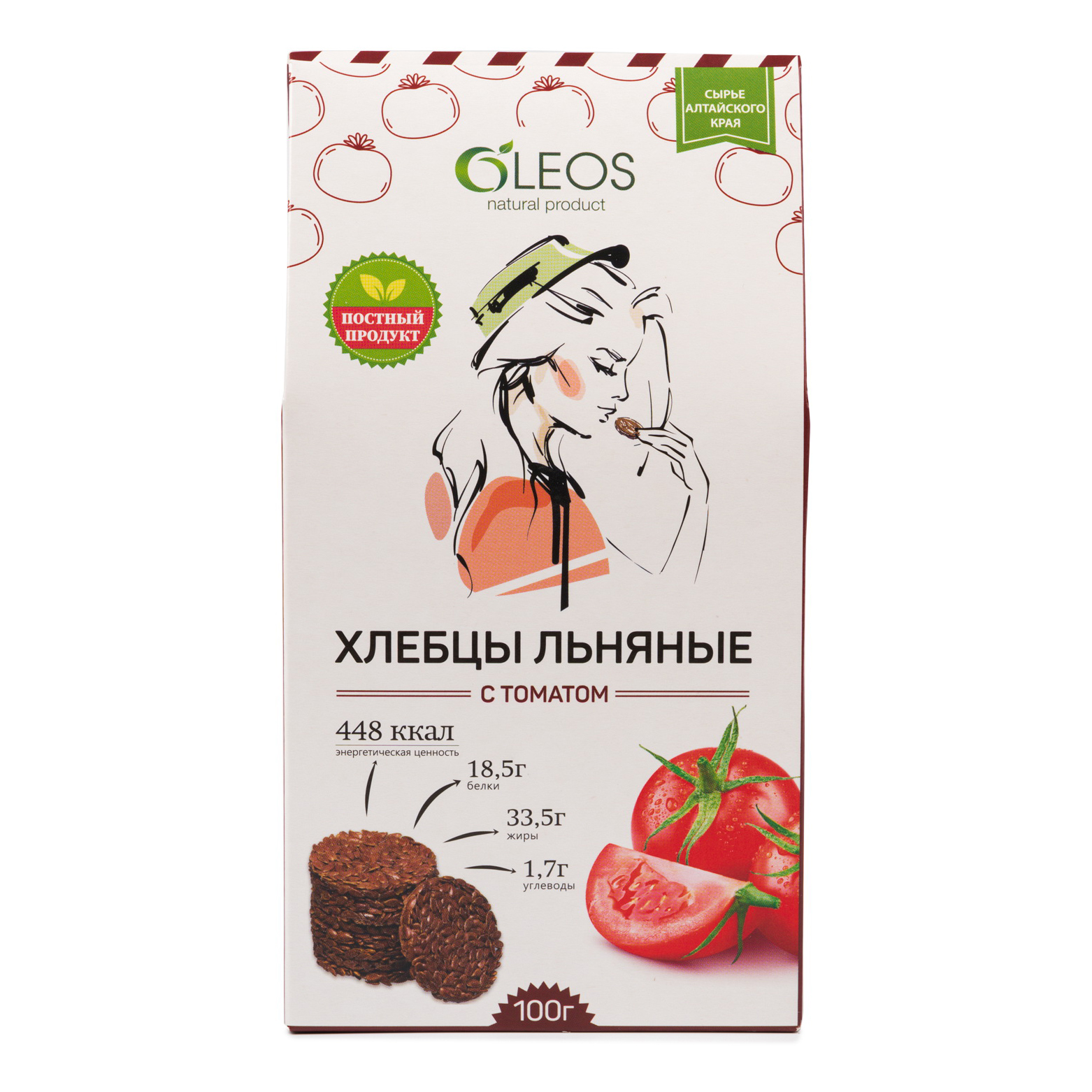 Хлебцы льняные Oleos с томатом 100 г