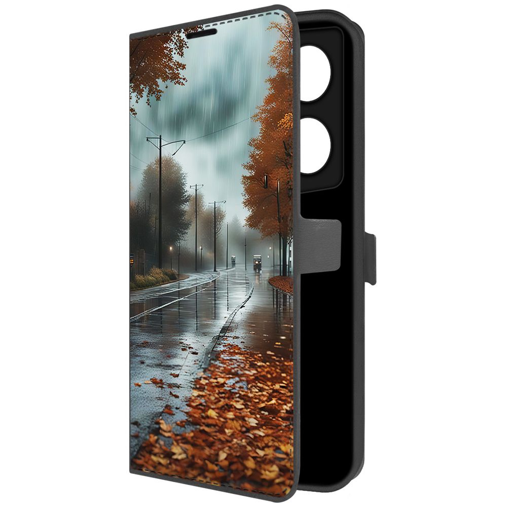 

Чехол-книжка Krutoff Eco Book для Tecno Camon 20 Premier Осенний дождь (черный)