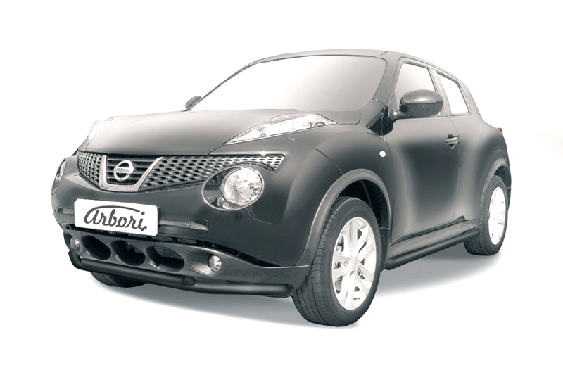 фото Защита переднего бампера d57+d42 двойная arbori черн. для nissan juke 2011-2014