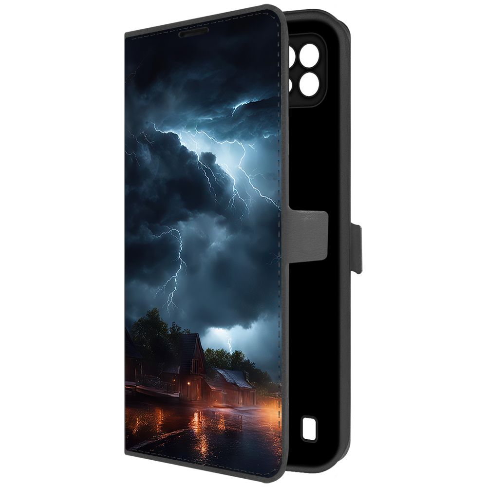 

Чехол-книжка Krutoff Eco Book для Realme C21 Ночная гроза (черный)