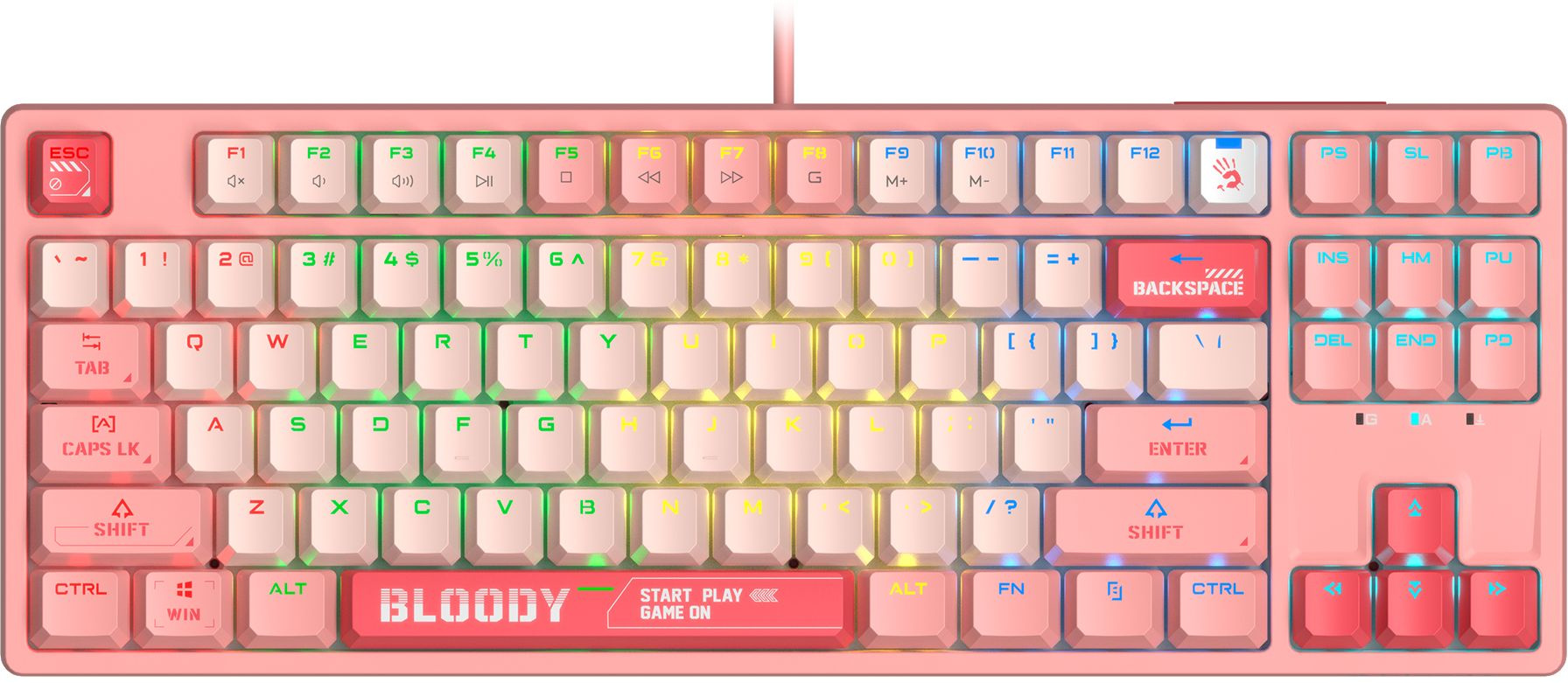 Проводная игровая клавиатура A4Tech Bloody S87 Energy Pink