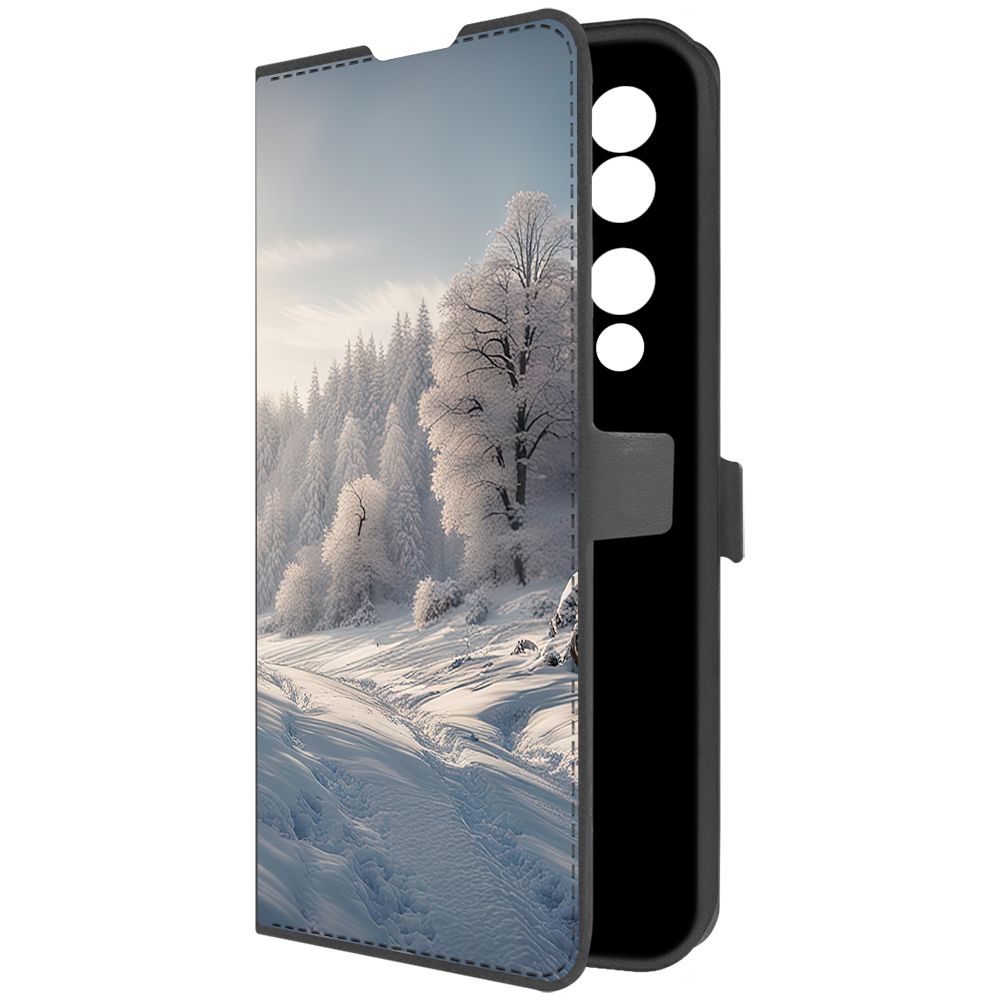 

Чехол-книжка Krutoff Eco Book для Honor 90 Снег (черный)