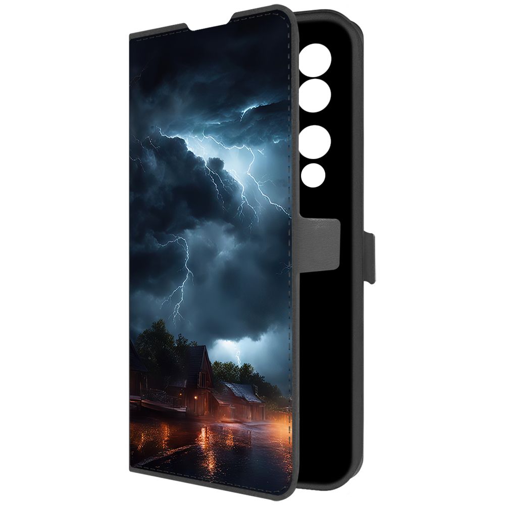 

Чехол-книжка Krutoff Eco Book для Honor 90 Ночная гроза (черный)