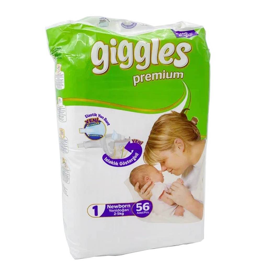 Подгузники Giggles PREMIUM Newborn, 2-5 кг, 56 шт.