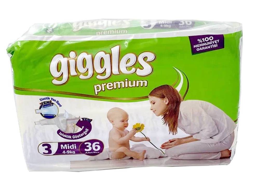 

Подгузники Giggles PREMIUM Midi, 4-9 кг, 36 шт., MIDI