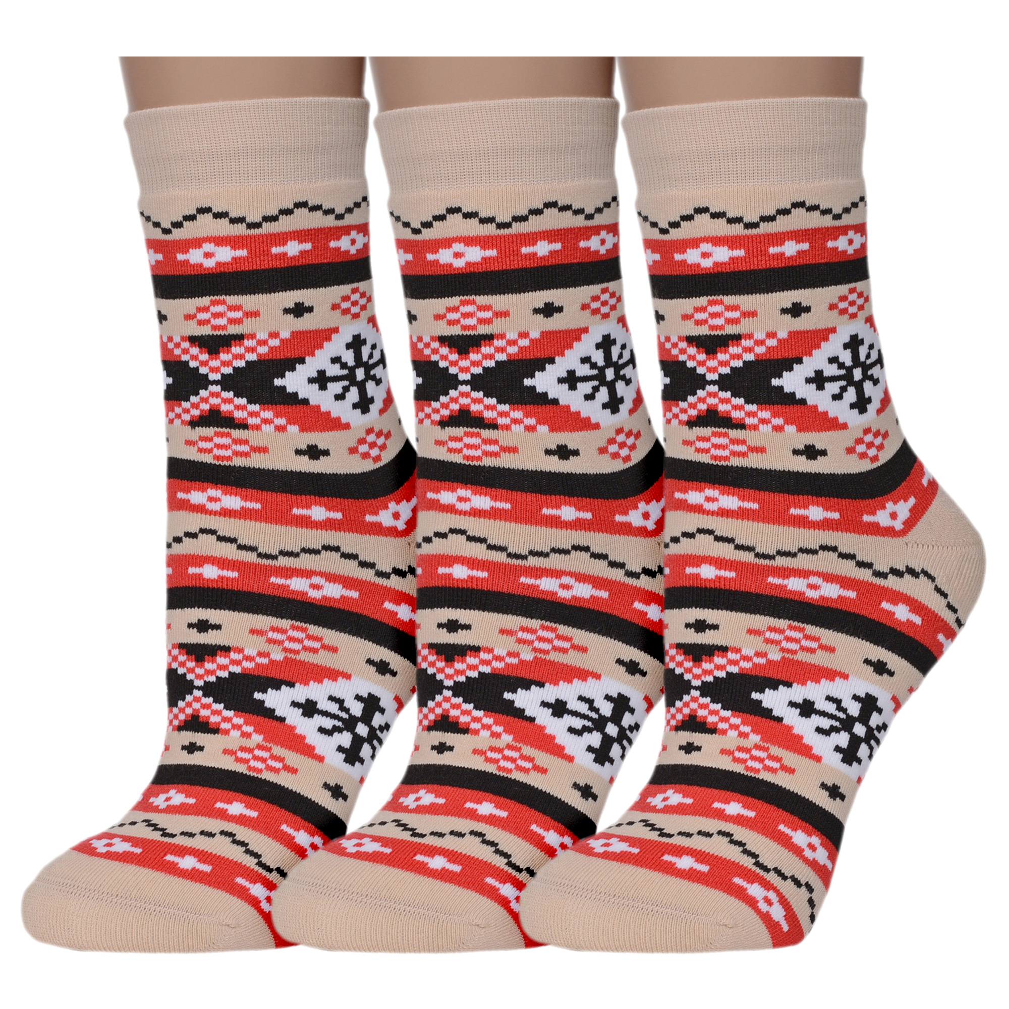 Комплект носков женских ХОХ 3-GZ-3RM бежевых; красных; белых; черных 25