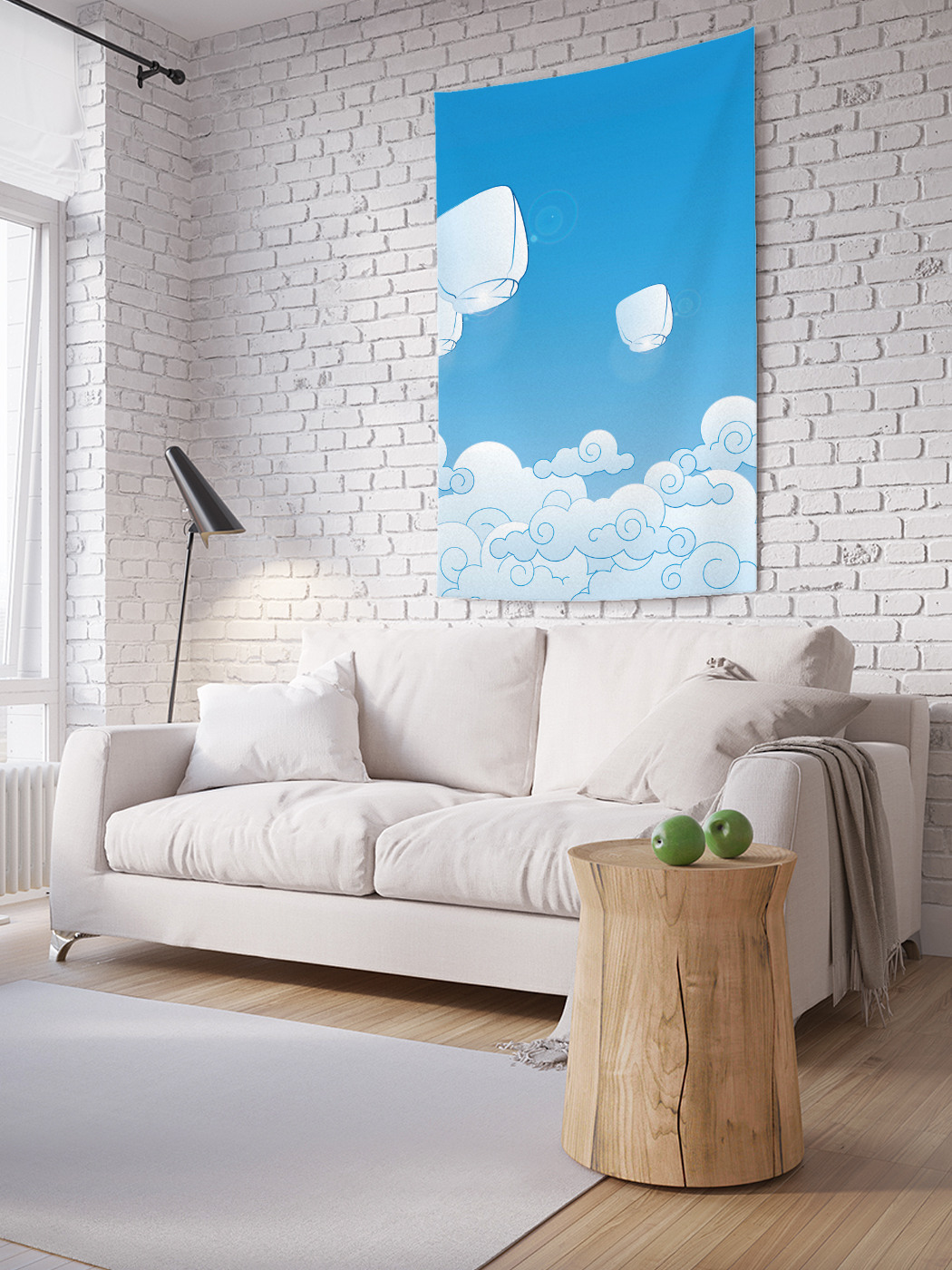 фото Вертикальное фотопанно на стену joyarty "фонарики над облаками", 100x150 см