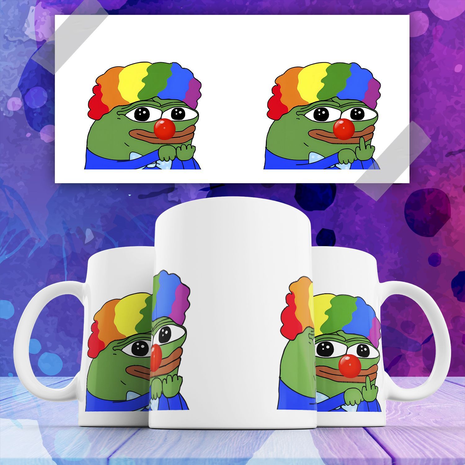 

Кружка Лягушка Пепе Pepe Frog клоун мем с принтом 330 мл