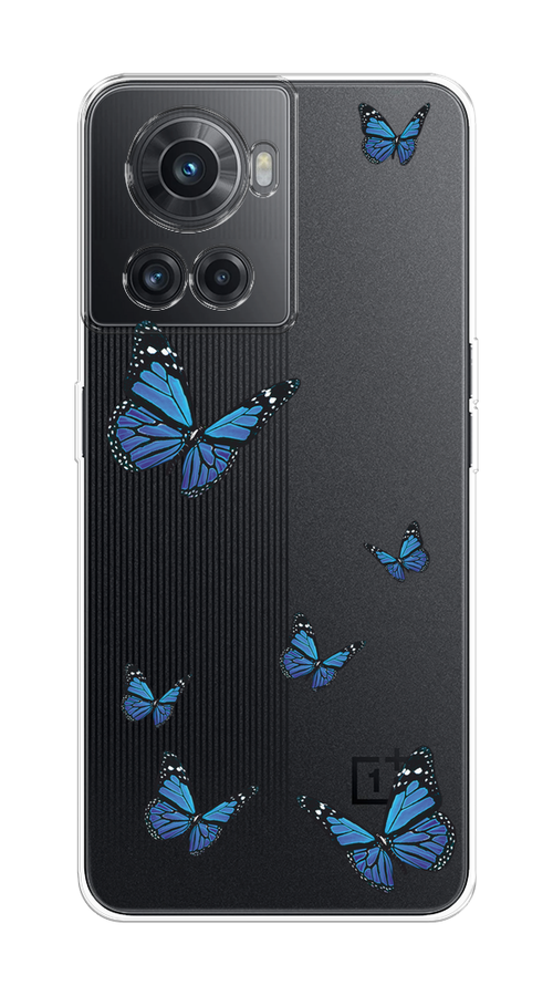 

Чехол на OnePlus 10R/Ace "Blue butterflies", Синий;черный, 152950-1