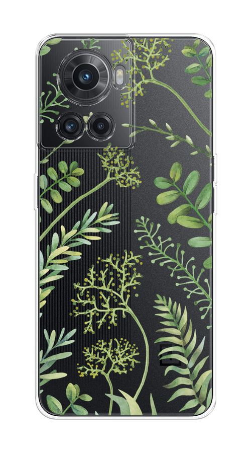 

Чехол на OnePlus 10R/Ace "Green Leaves", Зеленый;прозрачный, 152950-1