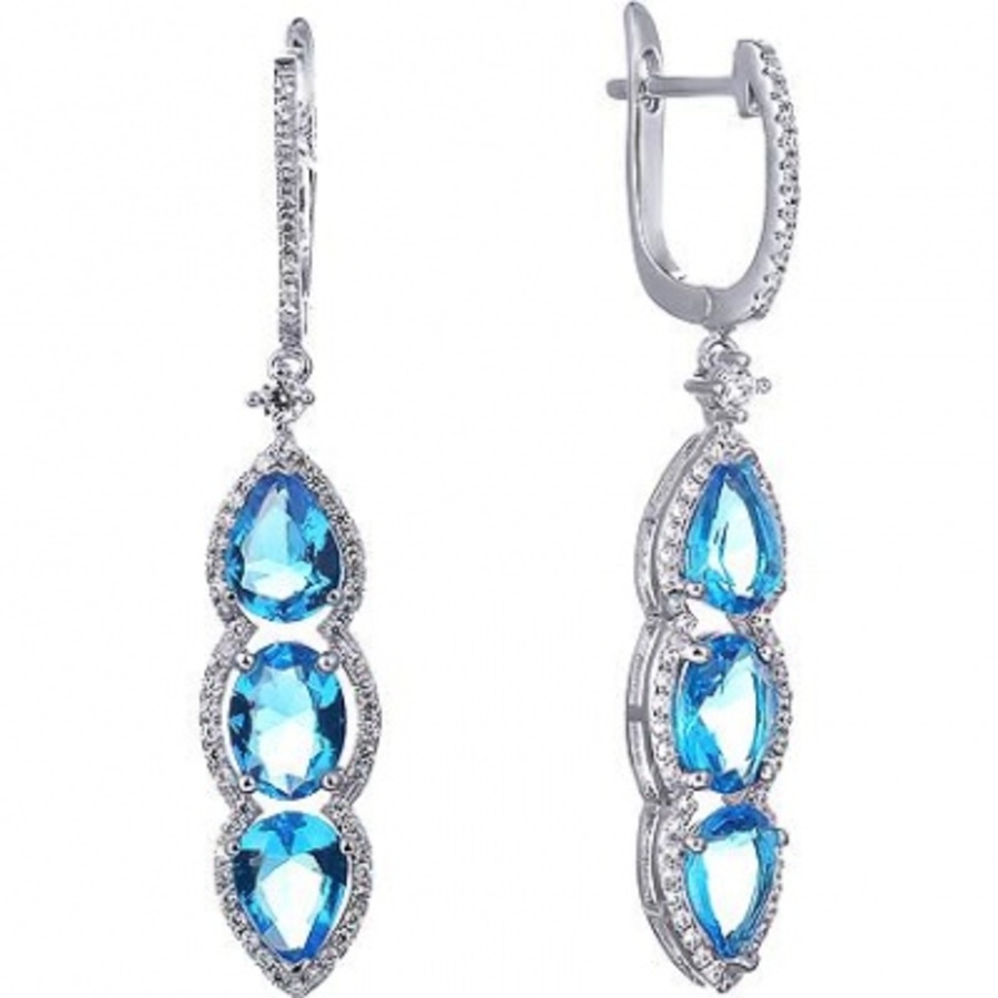 

Серьги подвески из серебра Джей Ви 7506E_001_WG, фианит, 7506E_001_WG