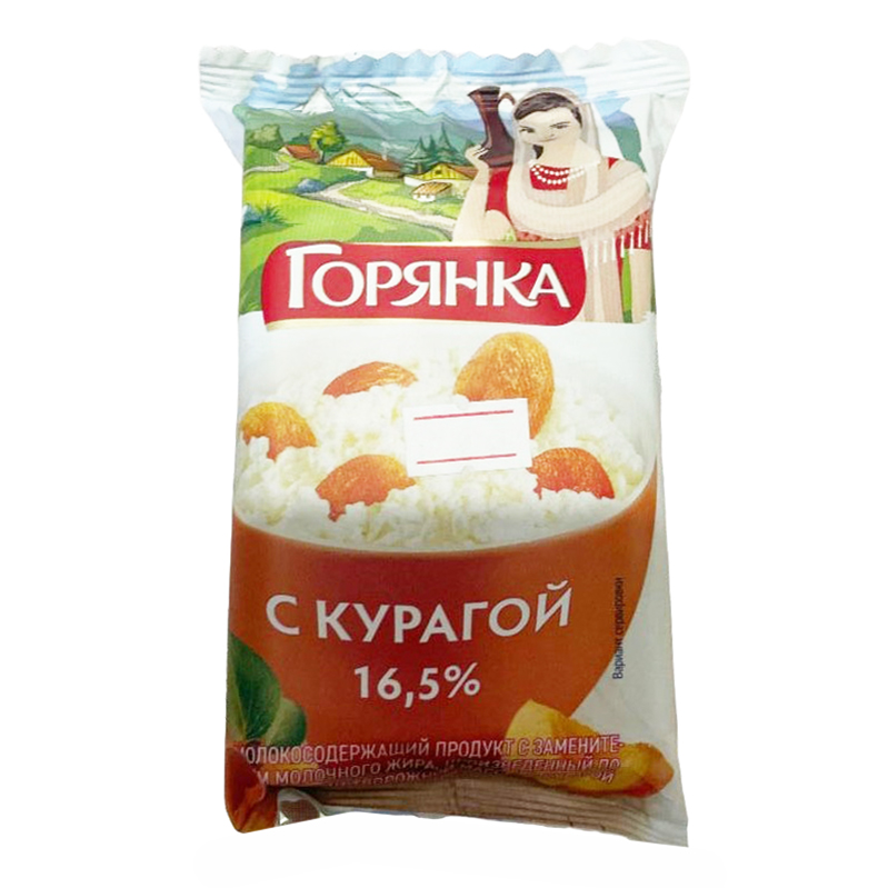 фото Творожный продукт горянка с курагой 16,5% сзмж 180 г