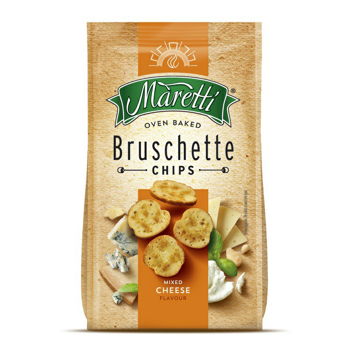 фото Сухарики пшеничные maretti bruschette chips сырный микс 70 г