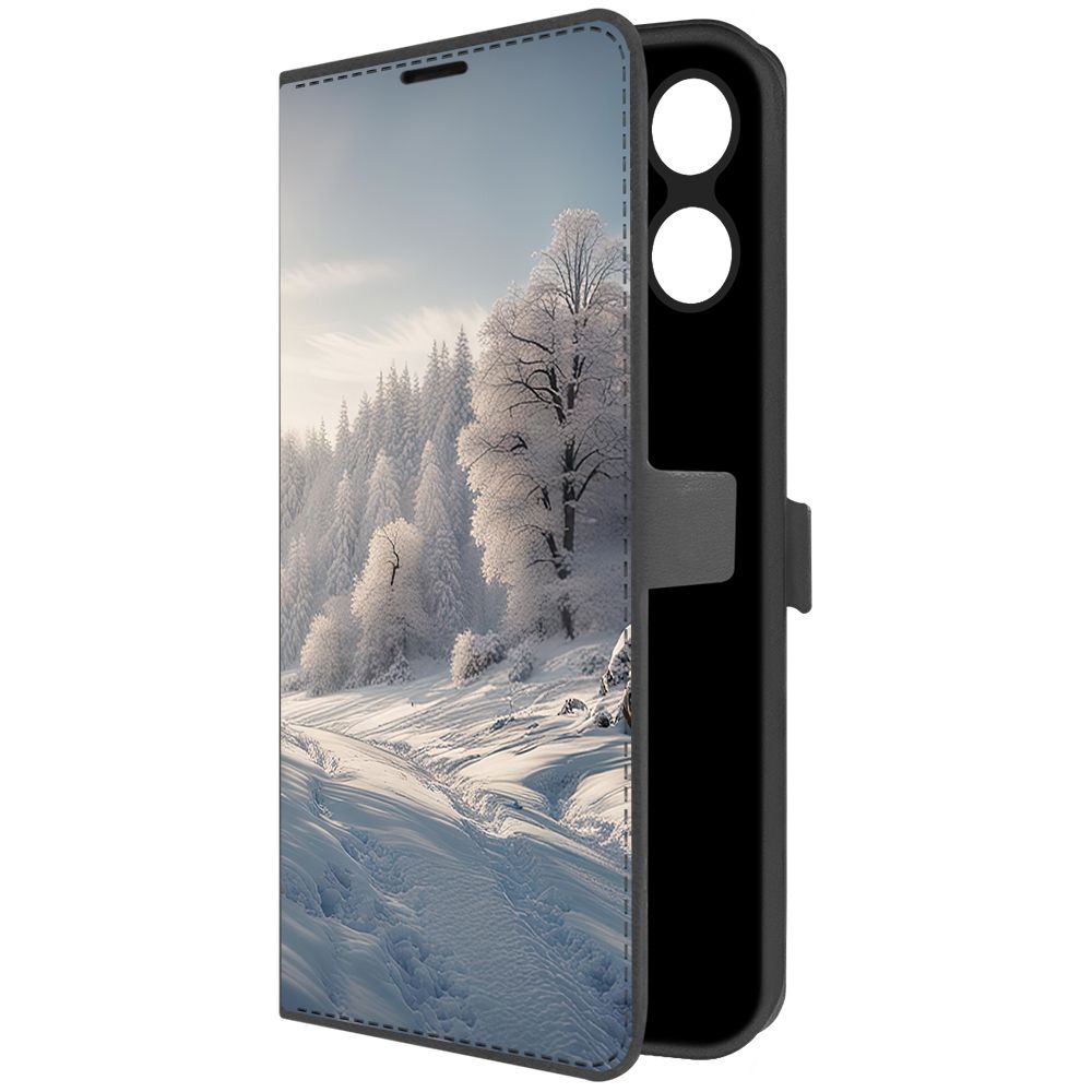 

Чехол-книжка Krutoff Eco Book для Xiaomi Redmi 12 Снег (черный)