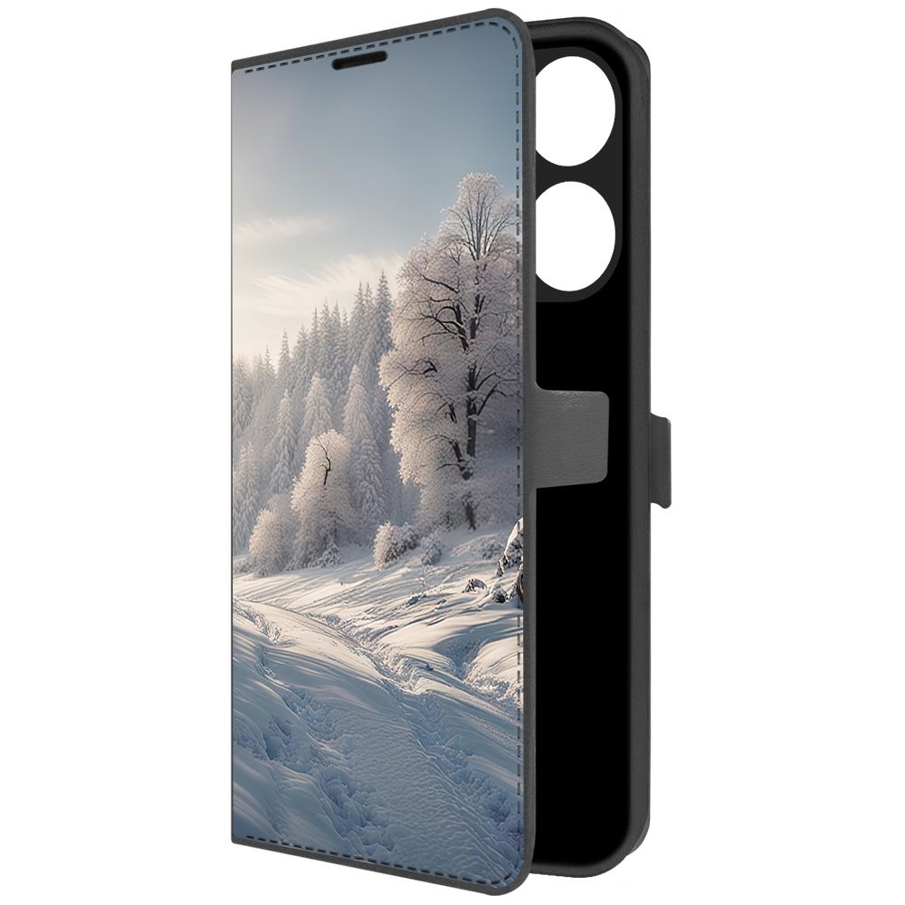 Чехол-книжка Krutoff Eco Book для Tecno POP 7 Снег (черный)