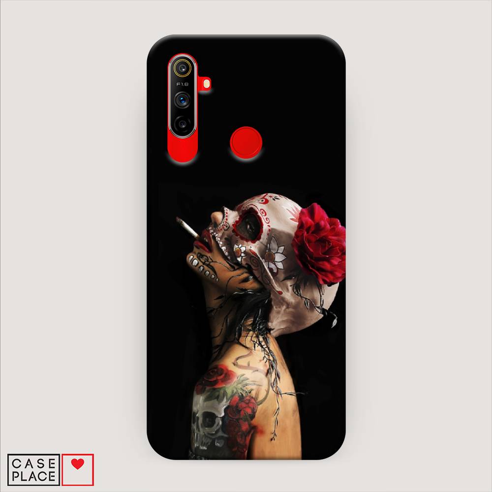 

Пластиковый чехол "Девушка с черепом" на Realme C3, 253020-7
