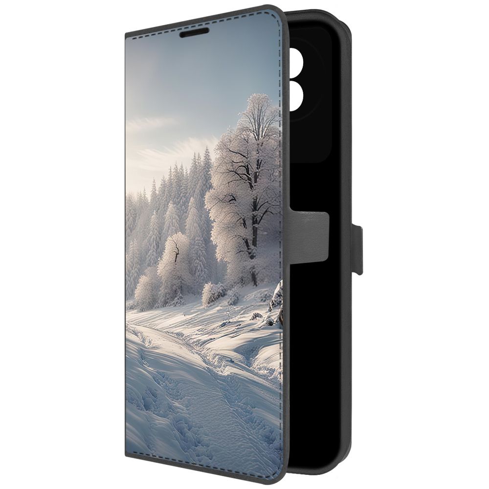 

Чехол-книжка Krutoff Eco Book для Vivo Y02 Снег (черный)